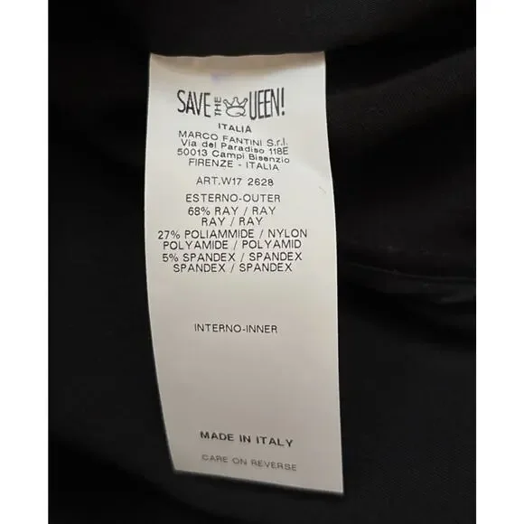 Save the Queen Italy Faux Leather Jacket Womens Medium Black Faux Fur Geometric - Picture 12 of 13